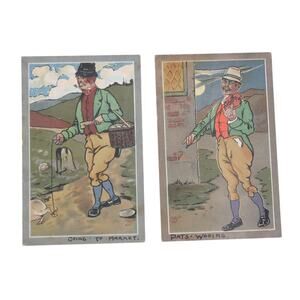 Milton Post Card Irish Types Set of 2 England Antique 3.5 x 5.5 in Unposted